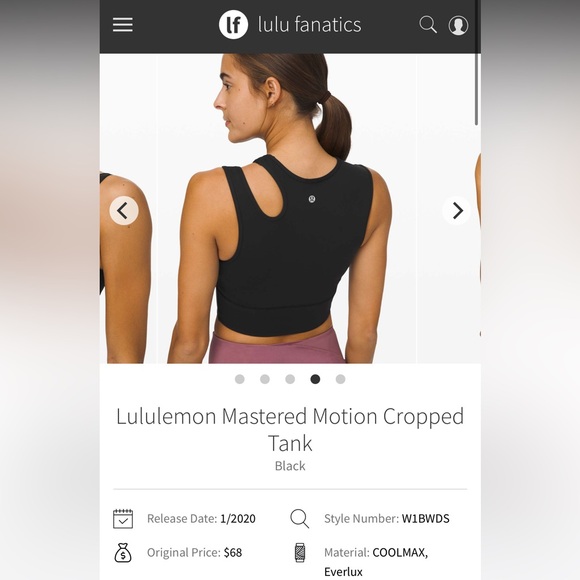 Lululemon Mastered Motion Cropped Training Tank - Picture 3 of 8